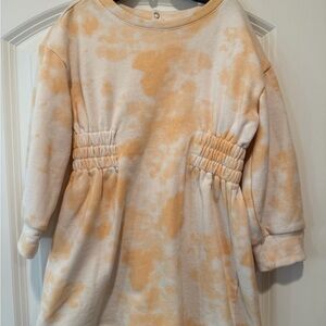 Kids Casual Dress in Cream and Orange